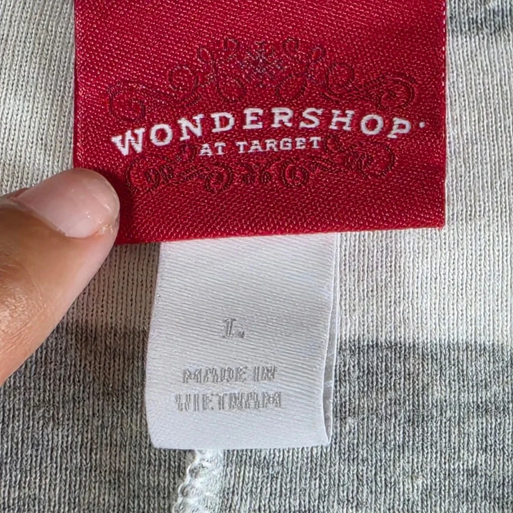 Wondershop One Piece Pajamas Women Large Grey White Striped Henley Union Suit‎